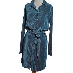 Inmod Satin Mini Belted Collard Dress Size Small